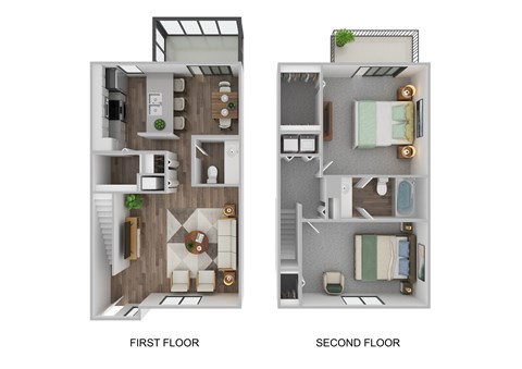 Floor plan for 2 beds, 1.5 baths, 1250 sqft